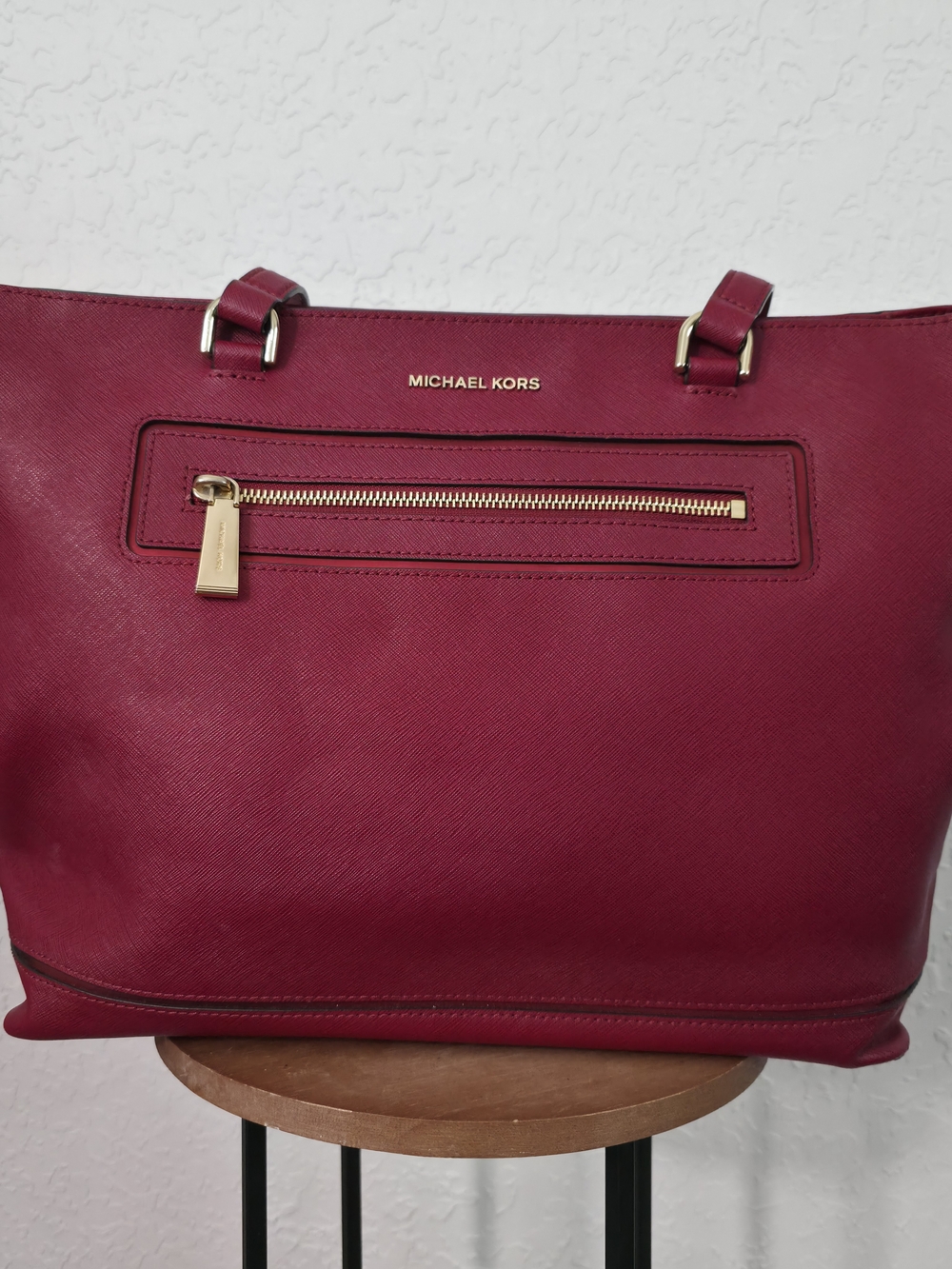 Michael Kors Jet Set Large Burgundy Saffiano Leather Tote 30H6GFJT3M